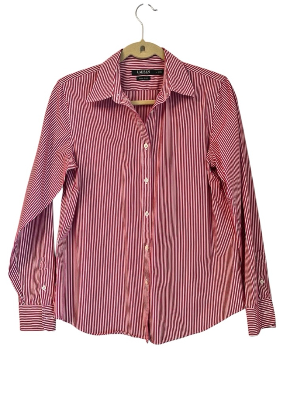 Lauren Ralph Lauren women’s red and white button-down striped shirt size large